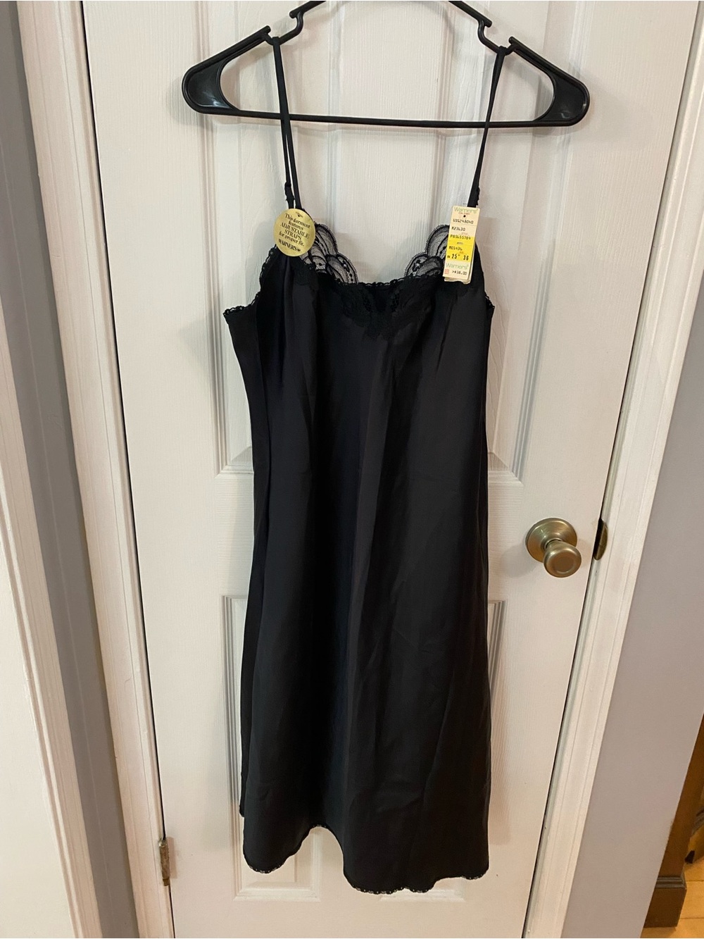 Vintage Warner's Black Full Slip Lace Trim Adjustable Straps Size 36 25" Length